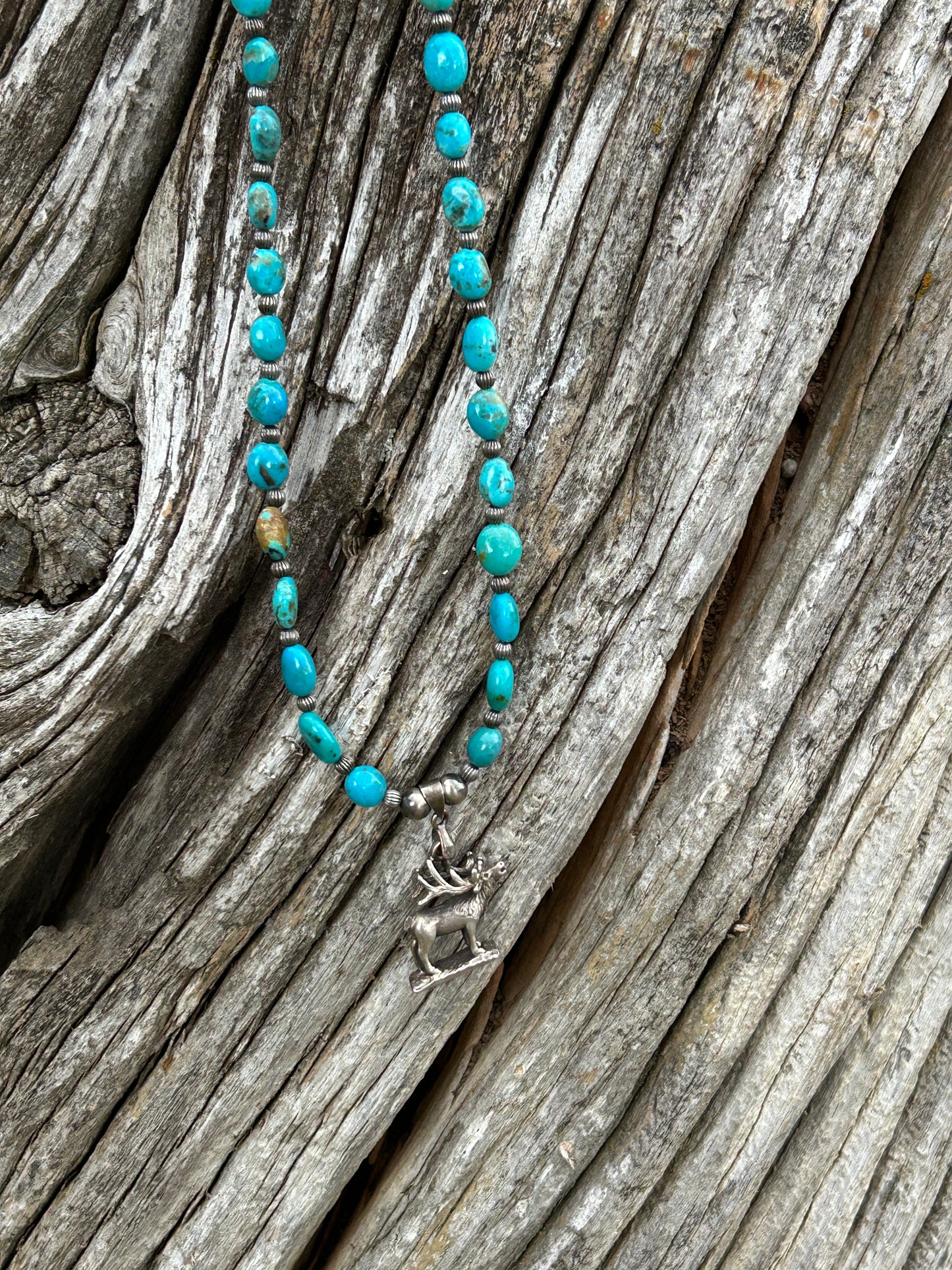 Turquoise Sterling Silver Elk Necklace