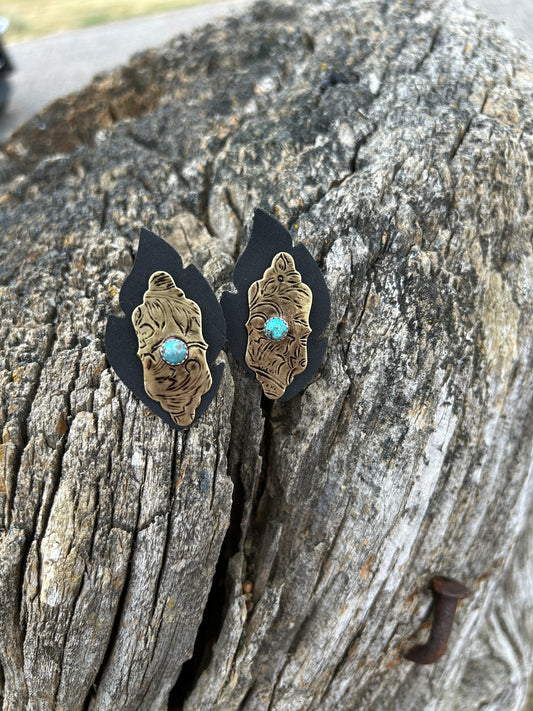 Brass ~ Turquoise concho set 1.5"