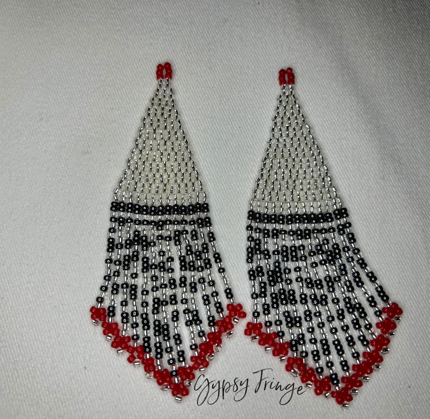 Red/Black Fringe Earrings