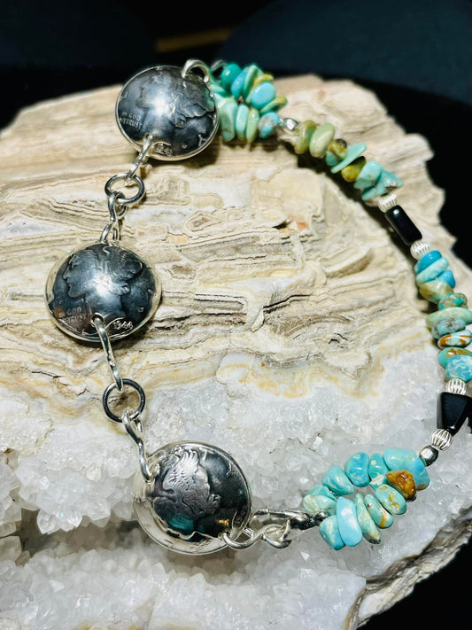 Mercury Dime Turquoise Bracelet